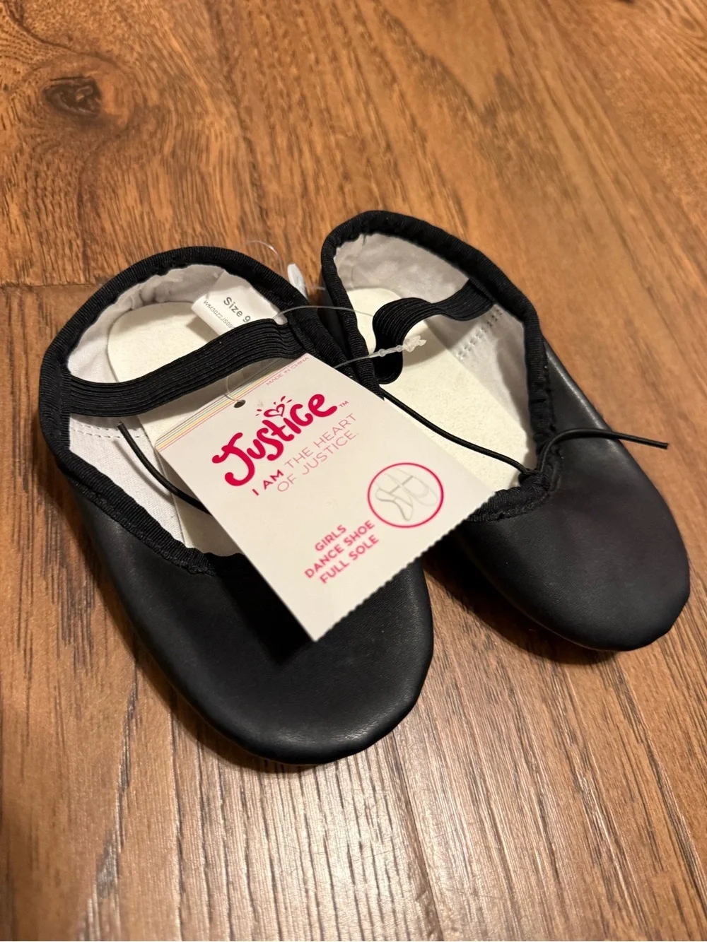 Justice Girls Ballet Shoes for Dance Class, Leather Sole with Adjustable Strap